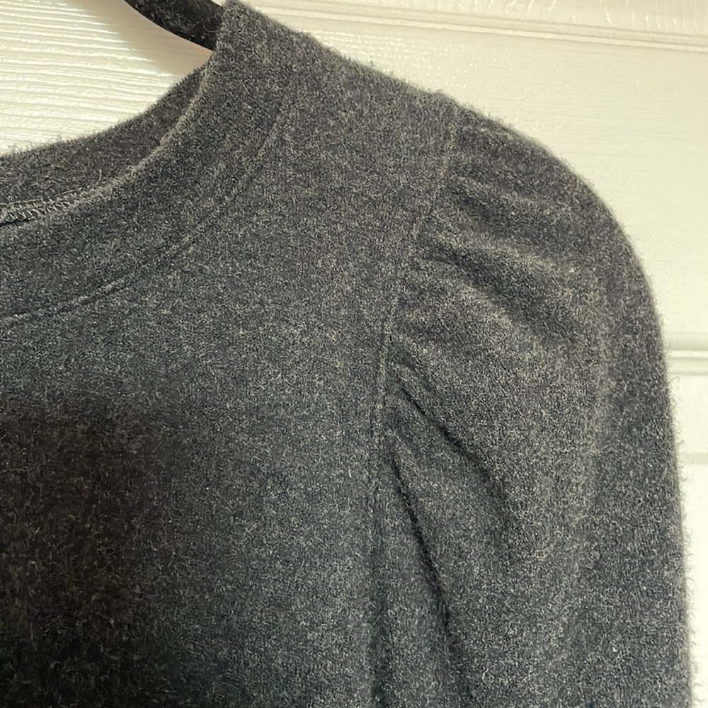 Madewell Sweater Brushed Small Pullover Charcoal Gray Puffy Long Cuffs - Picture 7 of 12